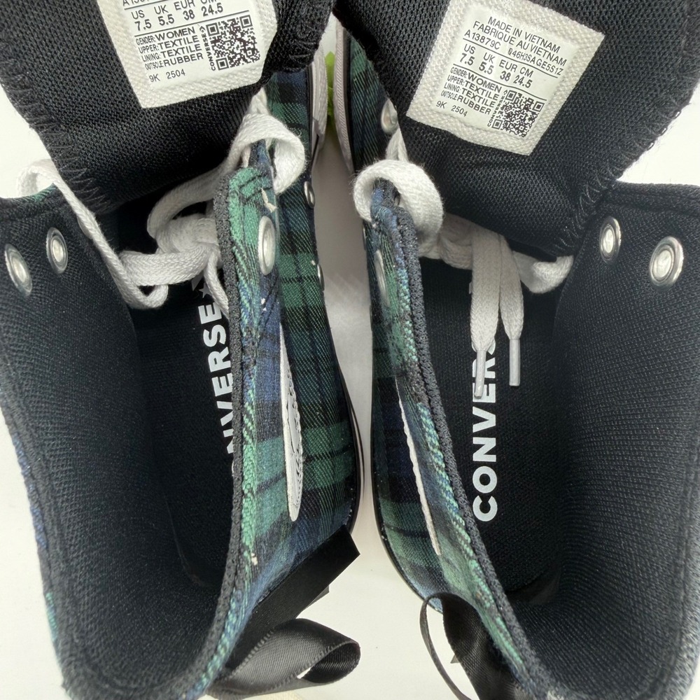 Converse CTAS Lift Hi Plaid Navy Green Platform Sneakers A13879C Womens 7.5 - Picture 3 of 10